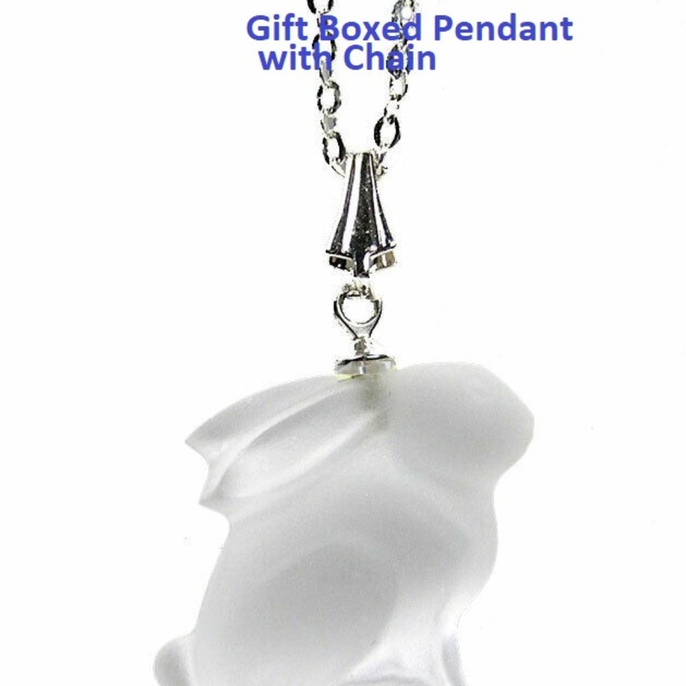 SOLD frosted crystal bunny rabbit necklace swarovski - Picture 2 of 2